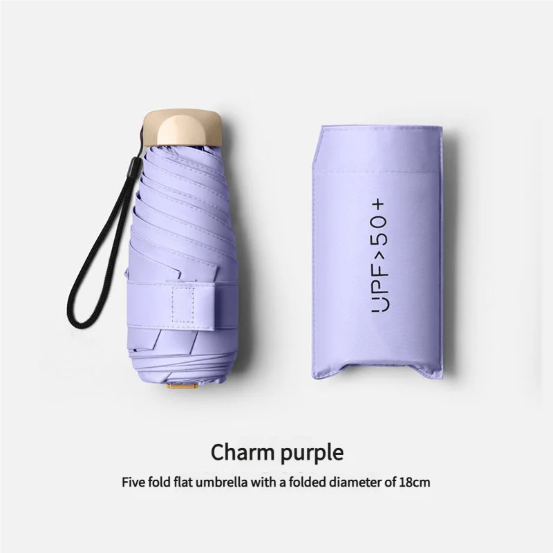 Mini Sun Umbrella Small Pocket Rain Umbrella Vinyl Folding UV Ultraviolet Protection Sun Shade Pocket Parasol Capsule