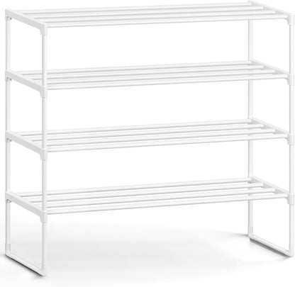 SONGMICS Shoe Rack, 3-Tier Shoe Organizer, Metal Storage Shelf, Upright or Upside Down, for 16-20 Pairs, Stackable, for Entryway, 11.8 x 36.2 x 21.7 Inches, Black ULSA303B02