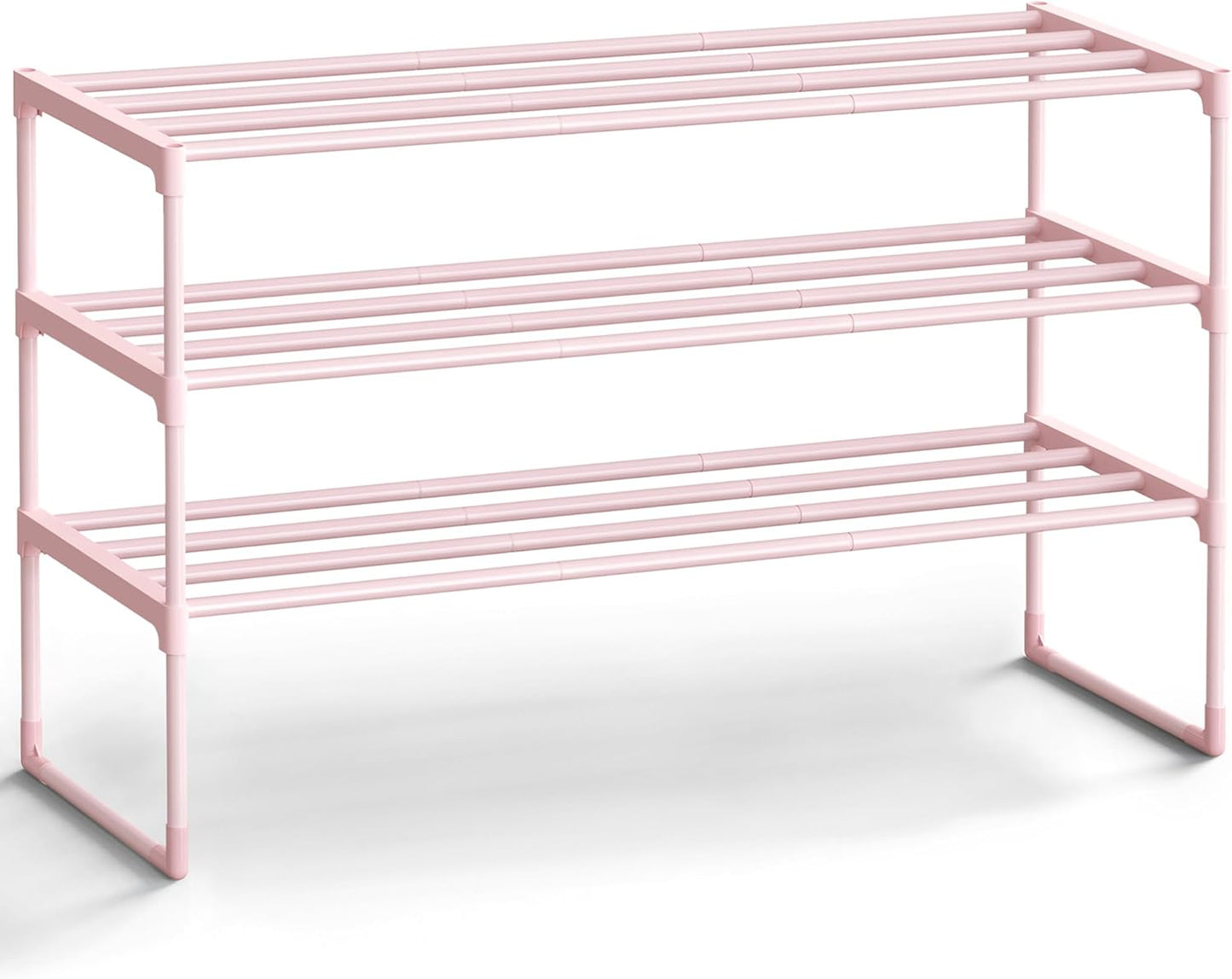 SONGMICS Shoe Rack, 3-Tier Shoe Organizer, Metal Storage Shelf, Upright or Upside Down, for 16-20 Pairs, Stackable, for Entryway, 11.8 x 36.2 x 21.7 Inches, Black ULSA303B02
