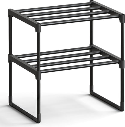 SONGMICS Shoe Rack, 3-Tier Shoe Organizer, Metal Storage Shelf, Upright or Upside Down, for 16-20 Pairs, Stackable, for Entryway, 11.8 x 36.2 x 21.7 Inches, Black ULSA303B02