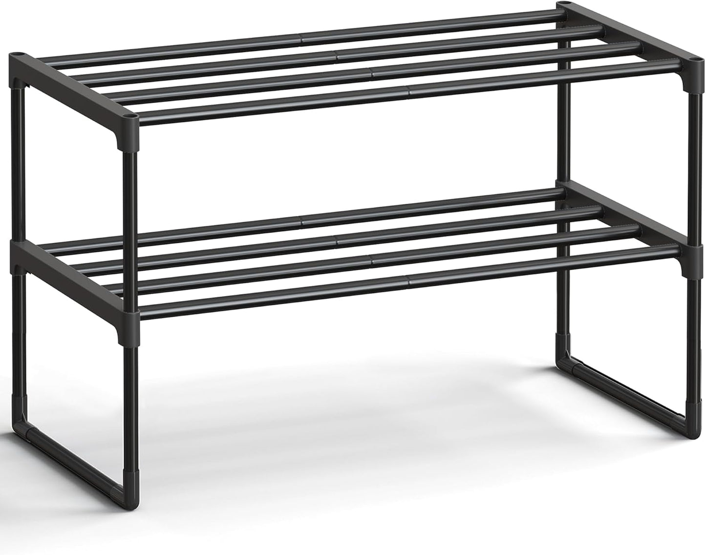 SONGMICS Shoe Rack, 3-Tier Shoe Organizer, Metal Storage Shelf, Upright or Upside Down, for 16-20 Pairs, Stackable, for Entryway, 11.8 x 36.2 x 21.7 Inches, Black ULSA303B02