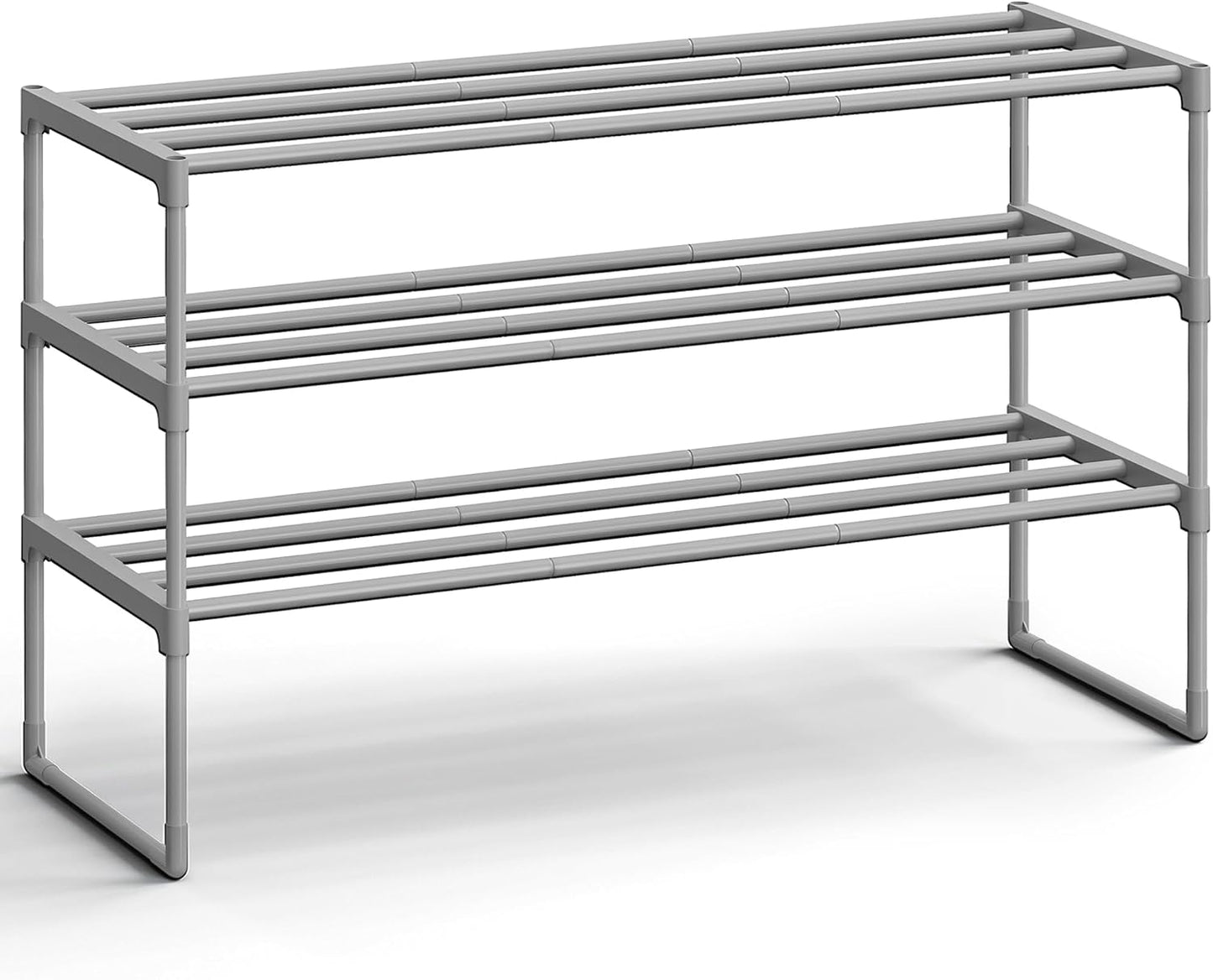 SONGMICS Shoe Rack, 3-Tier Shoe Organizer, Metal Storage Shelf, Upright or Upside Down, for 16-20 Pairs, Stackable, for Entryway, 11.8 x 36.2 x 21.7 Inches, Black ULSA303B02