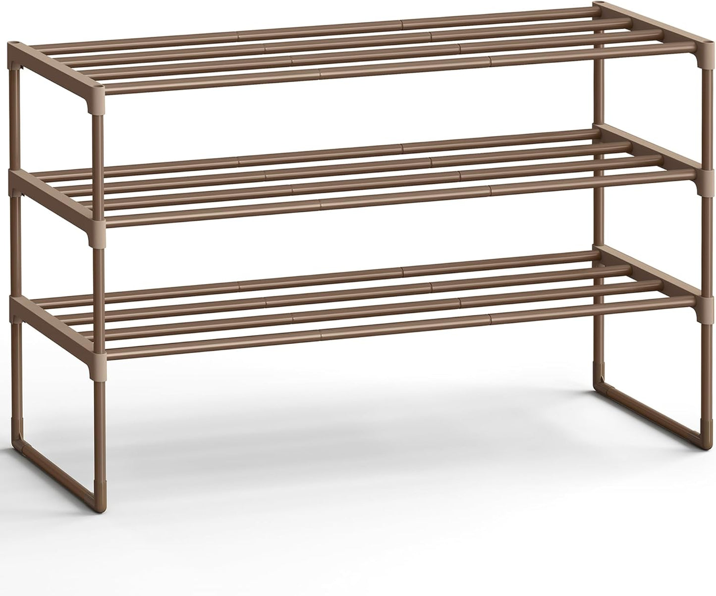 SONGMICS Shoe Rack, 3-Tier Shoe Organizer, Metal Storage Shelf, Upright or Upside Down, for 16-20 Pairs, Stackable, for Entryway, 11.8 x 36.2 x 21.7 Inches, Black ULSA303B02