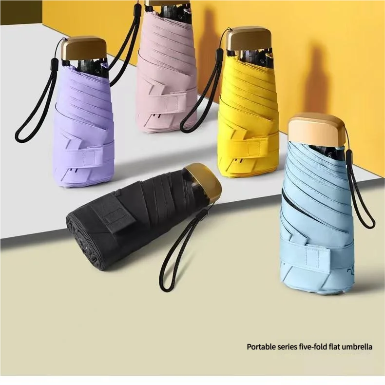 Mini Sun Umbrella Small Pocket Rain Umbrella Vinyl Folding UV Ultraviolet Protection Sun Shade Pocket Parasol Capsule