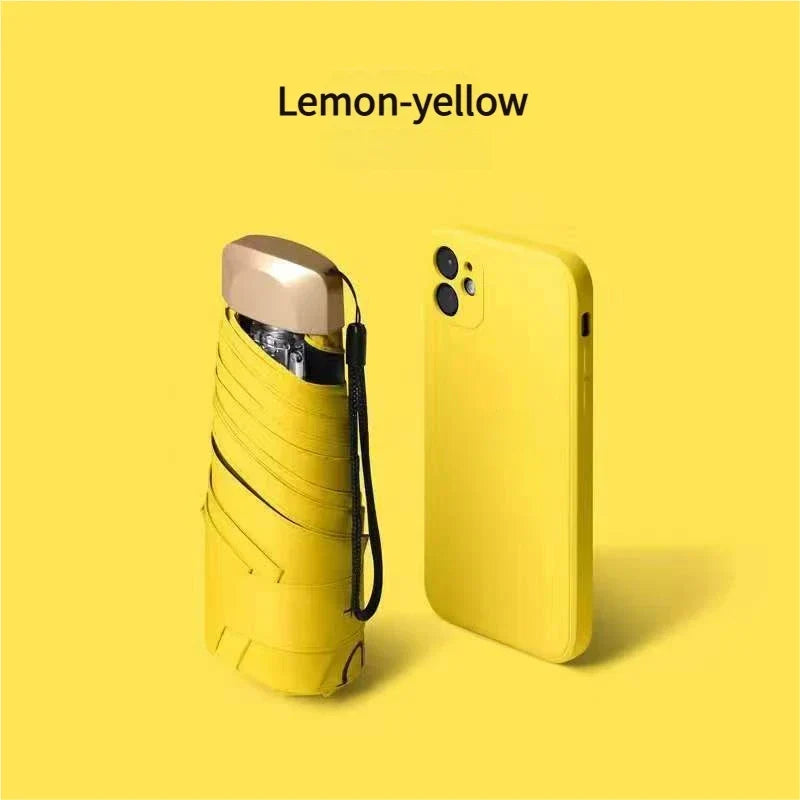 Mini Sun Umbrella Small Pocket Rain Umbrella Vinyl Folding UV Ultraviolet Protection Sun Shade Pocket Parasol Capsule