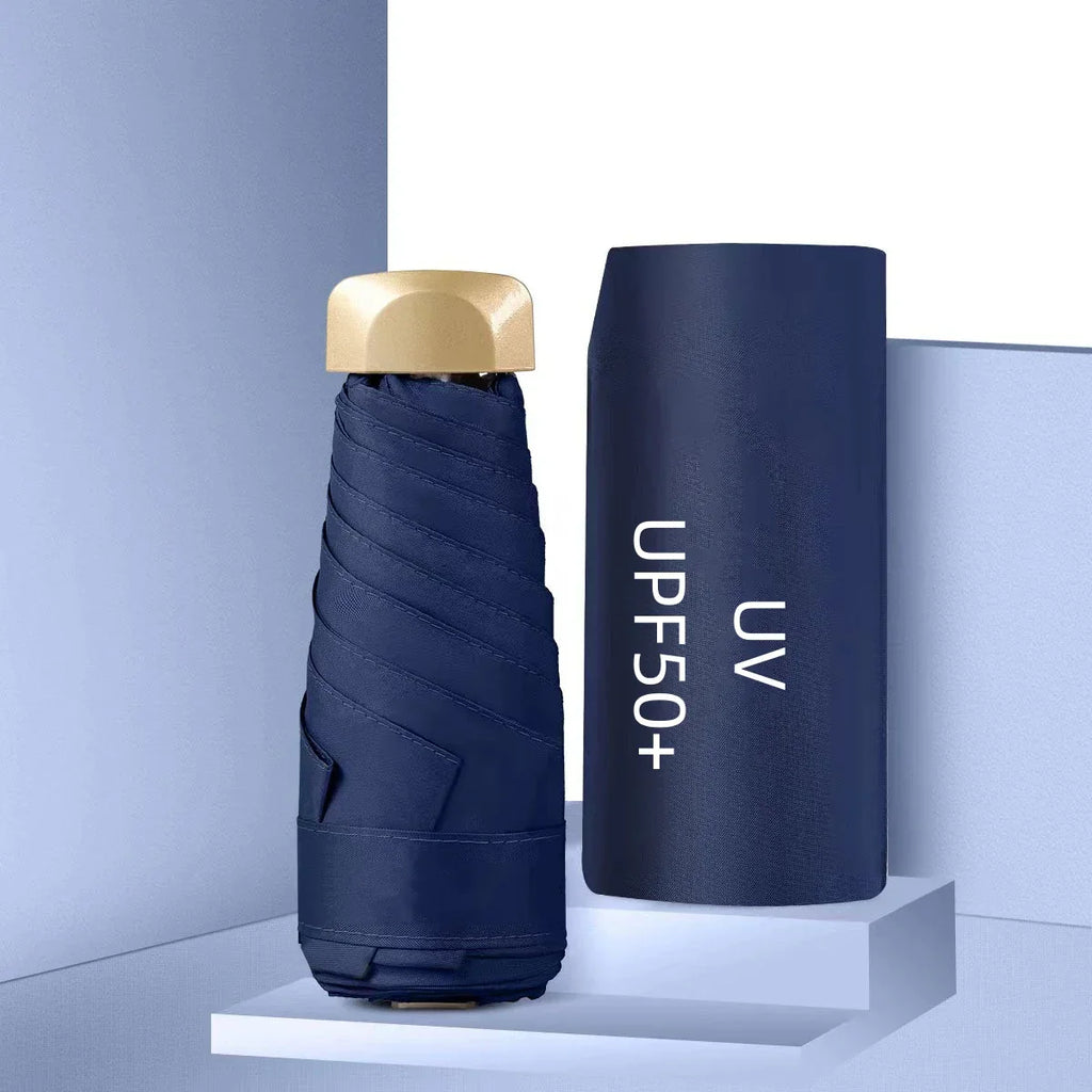 Mini Sun Umbrella Small Pocket Rain Umbrella Vinyl Folding UV Ultraviolet Protection Sun Shade Pocket Parasol Capsule